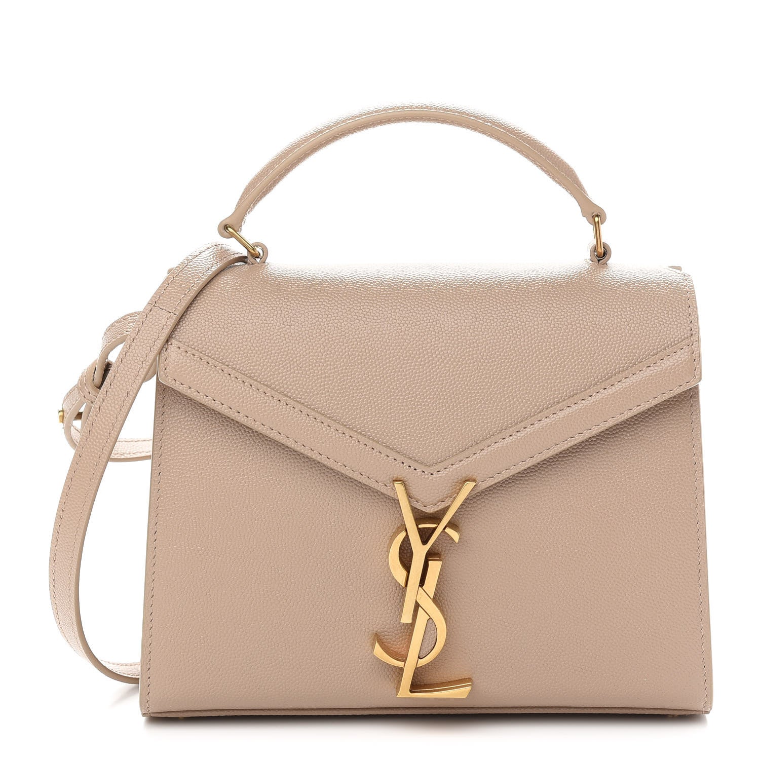 Saint Laurent Grain de Poudre Mini Classic Monogram Cassandra Top Handle Beige 1 of 8