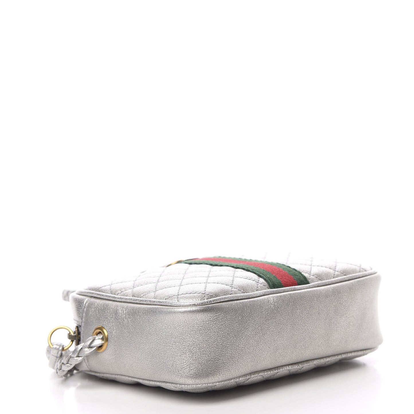 Laminated Nappa Web Trapuntata Mini GG Shoulder Bag Argento