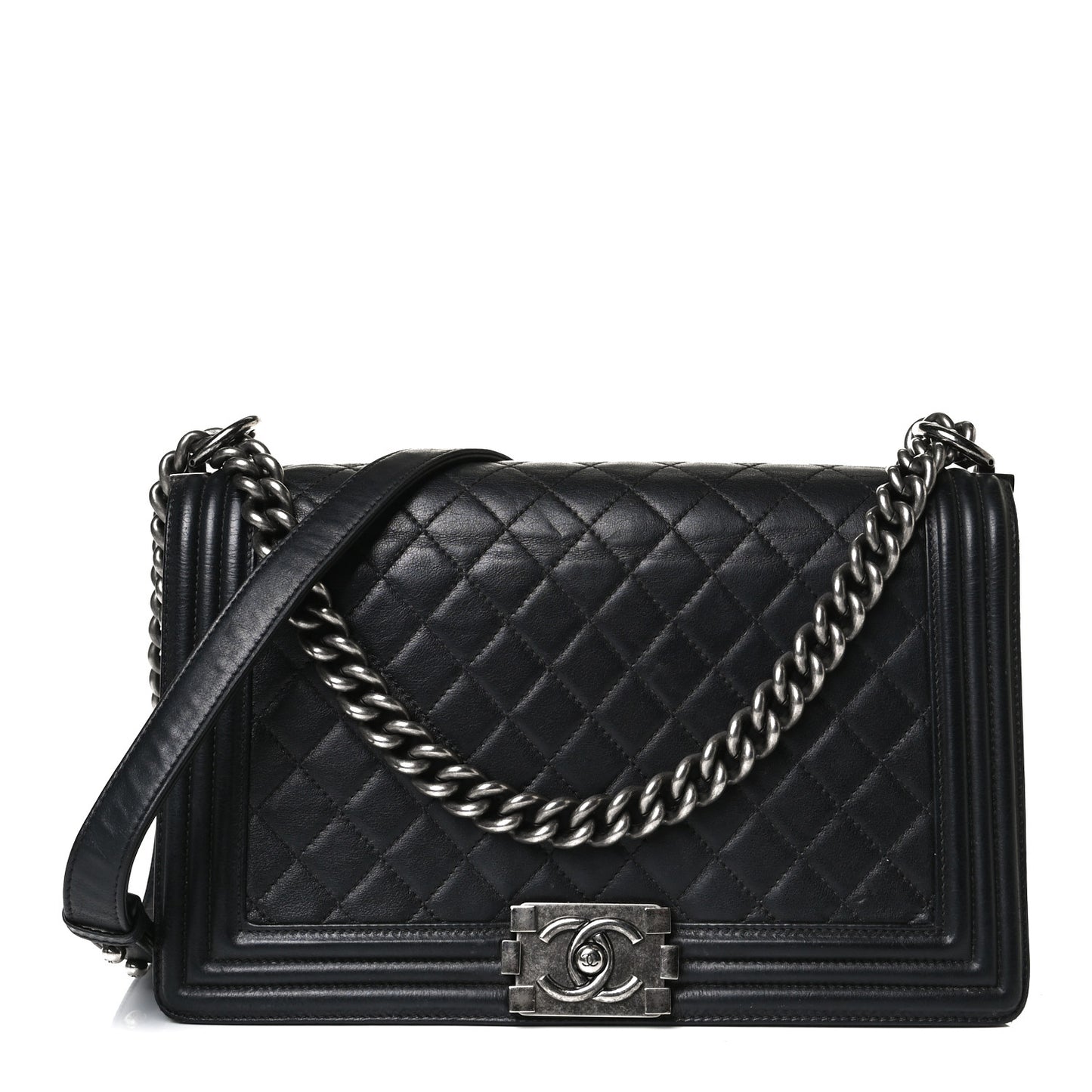 Calfskin Quilted New Medium Boy Flap Black