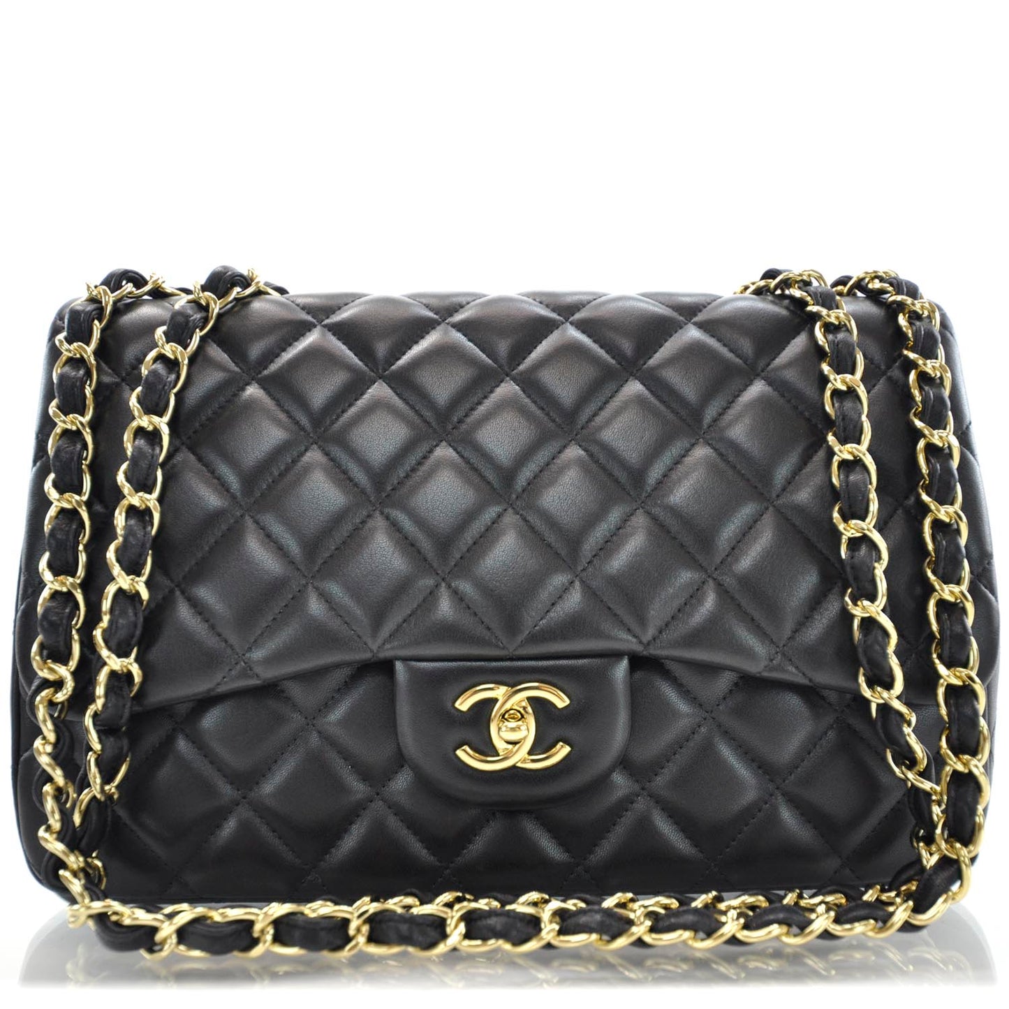 Lambskin Jumbo Single Flap Black