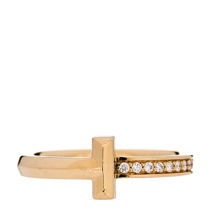 Tiffany 18K Yellow Gold Diamond T T1 Ring 54 7 1 of 5