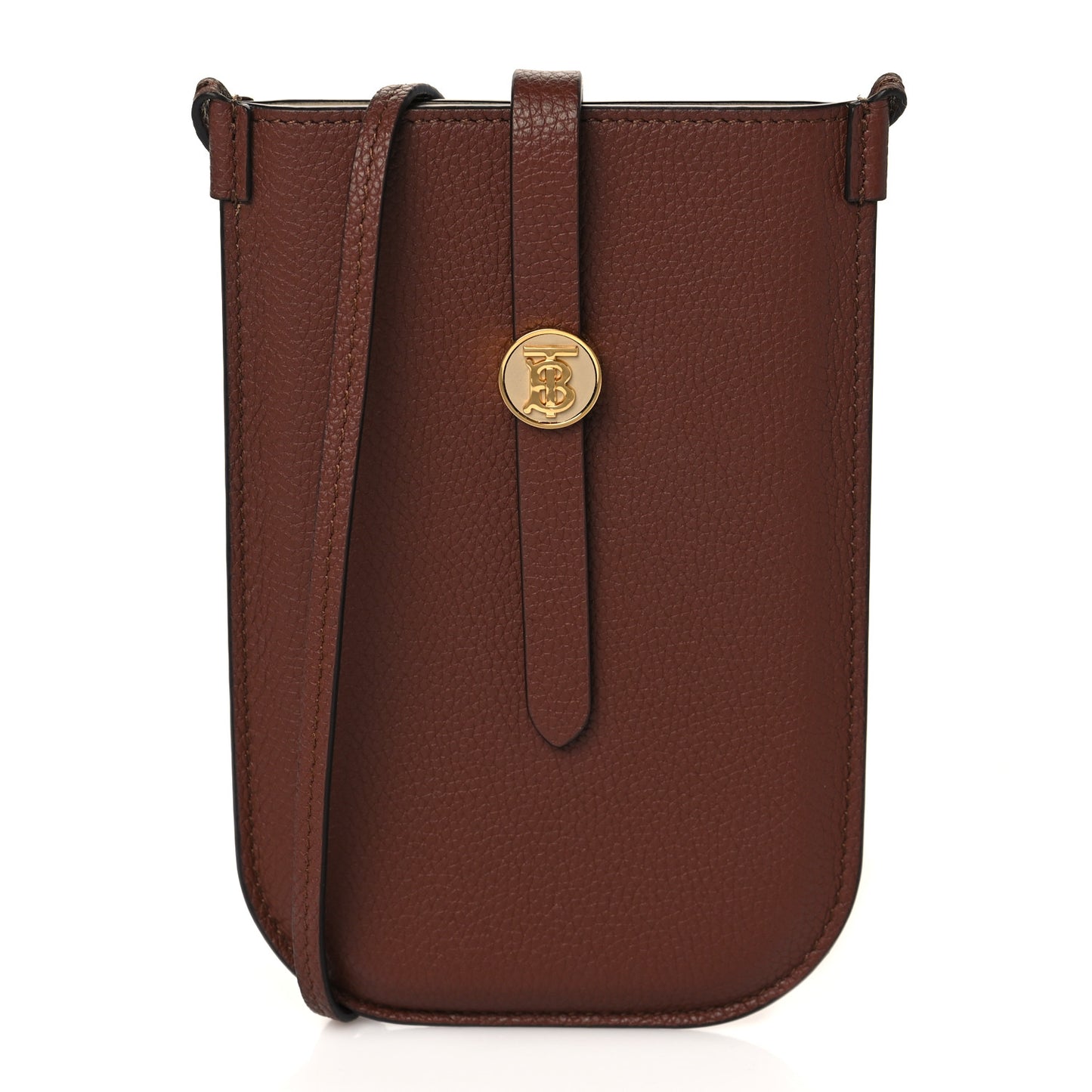 Calfskin Anne Phone Case With Strap Brown