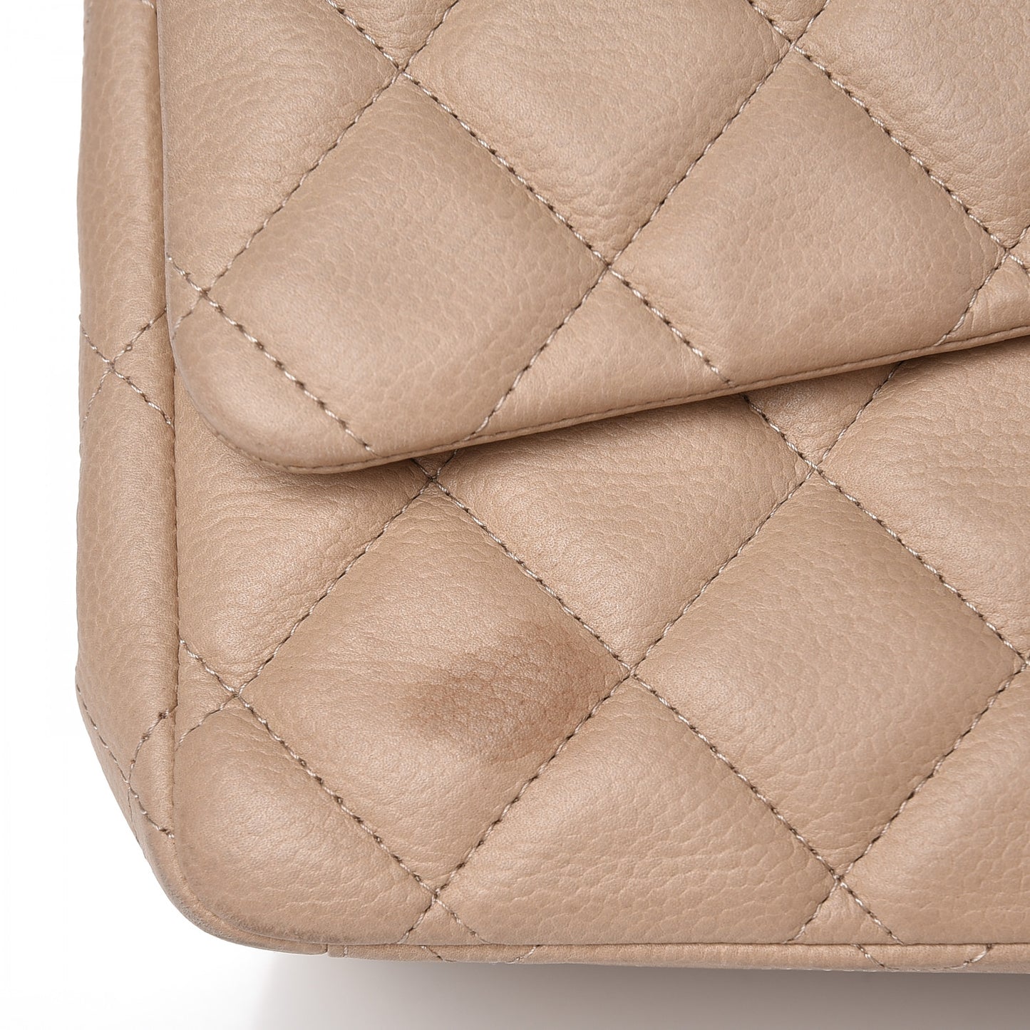 Caviar Quilted Maxi Double Flap Beige