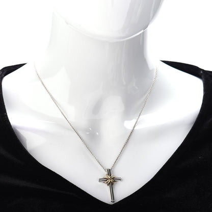 Tiffany Sterling Silver 18K Yellow Gold Cross Pendant Necklace 2 of 4