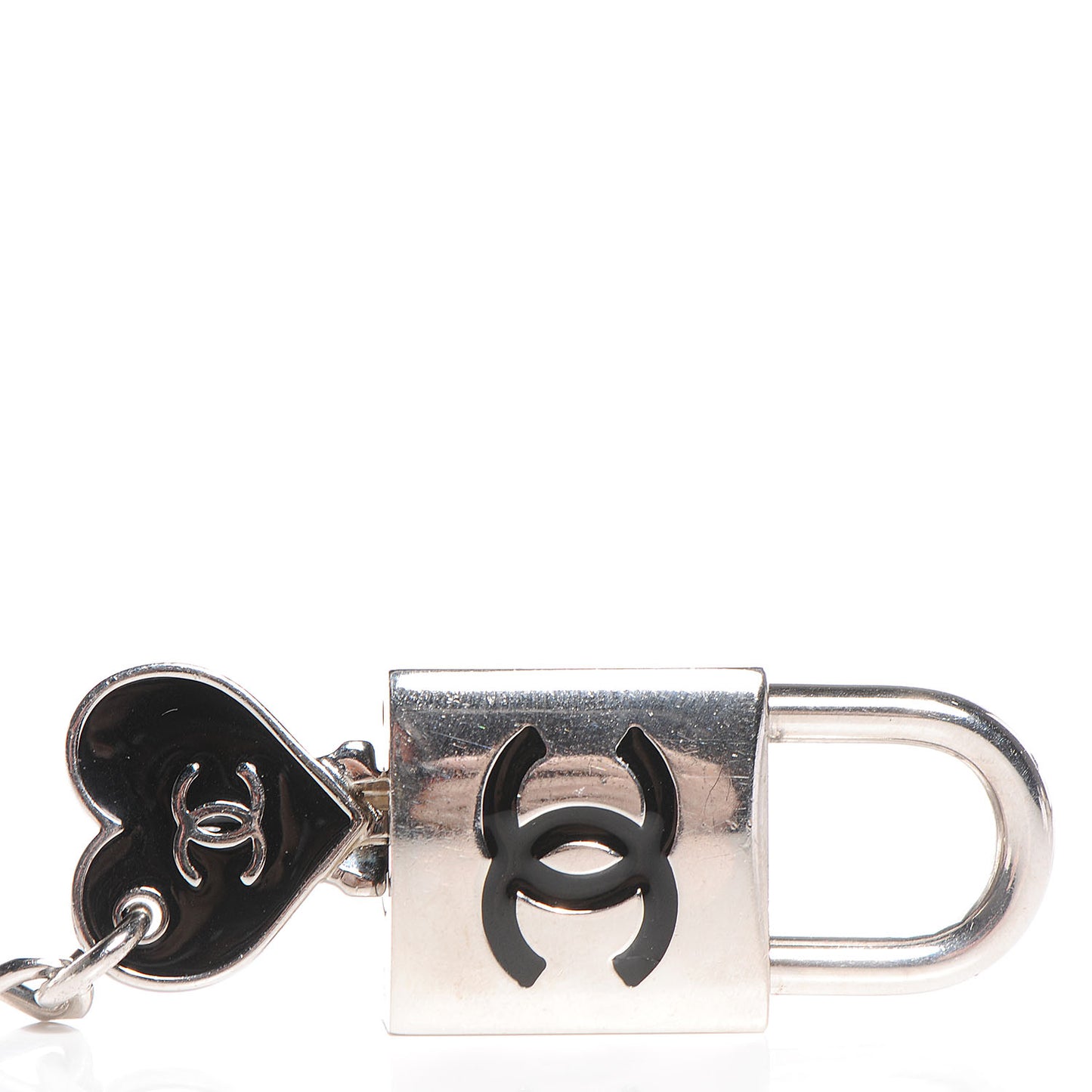 Padlock and Key Bag Charm Silver Black