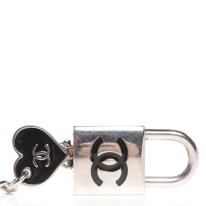 Chanel Padlock and Key Bag Charm Silver Black 6 of 6