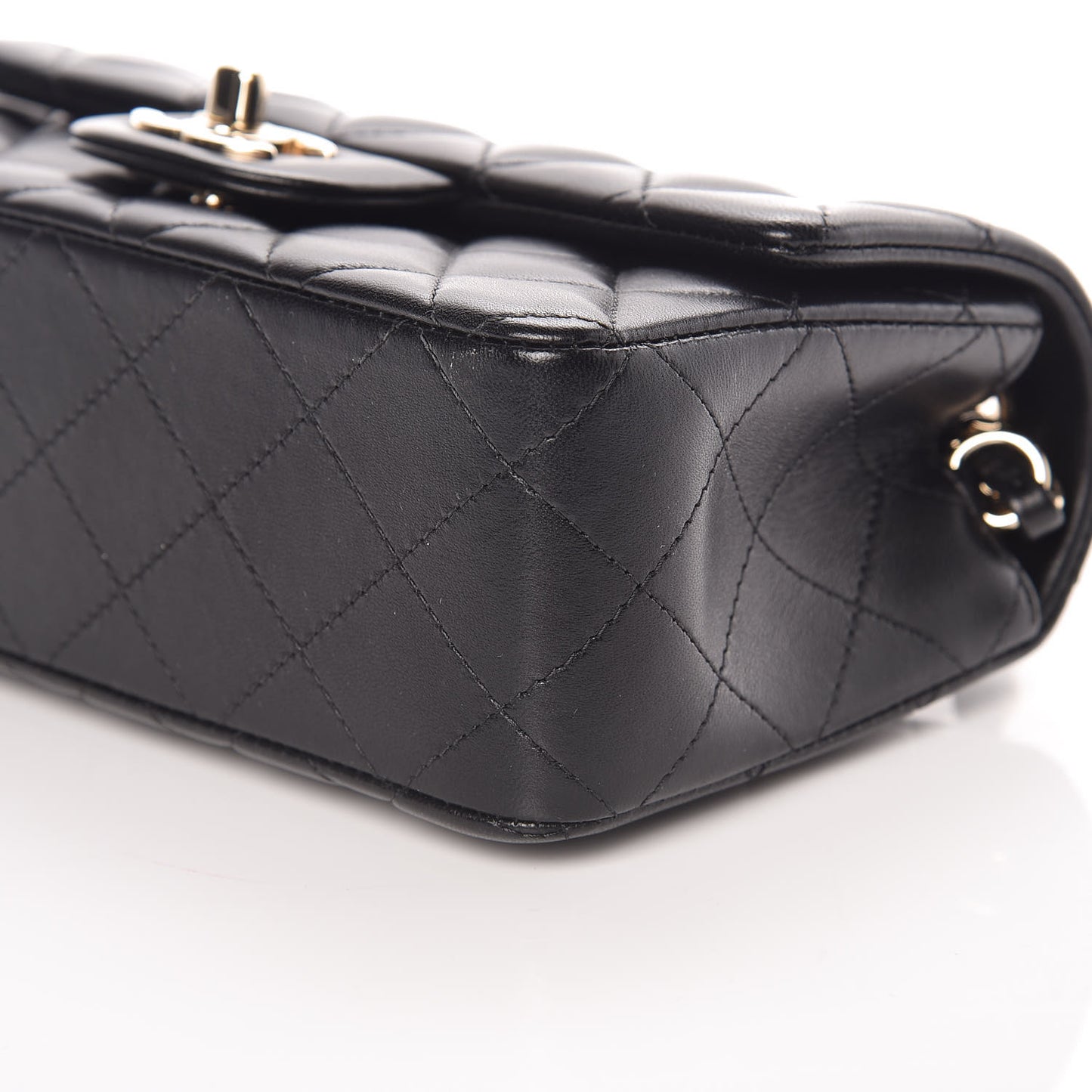 Lambskin Quilted Mini Rectangular Flap Black