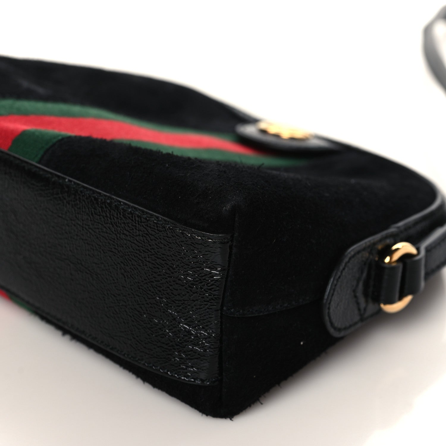 Gucci Suede Patent Web GG Small Ophidia Dome Shoulder Bag Black 8 of 8