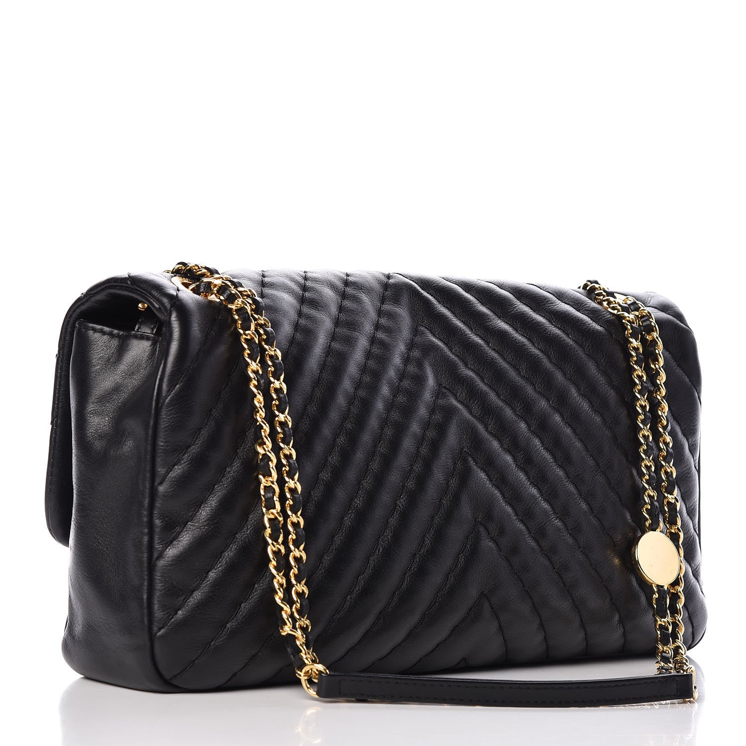 Chanel Calfskin Surpique Chevron Large Flap Black 3 of 10