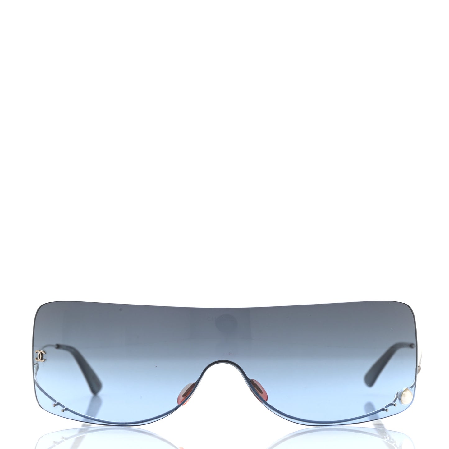 Rimless Shield Pearl Sunglasses 4077 Gradient Blue