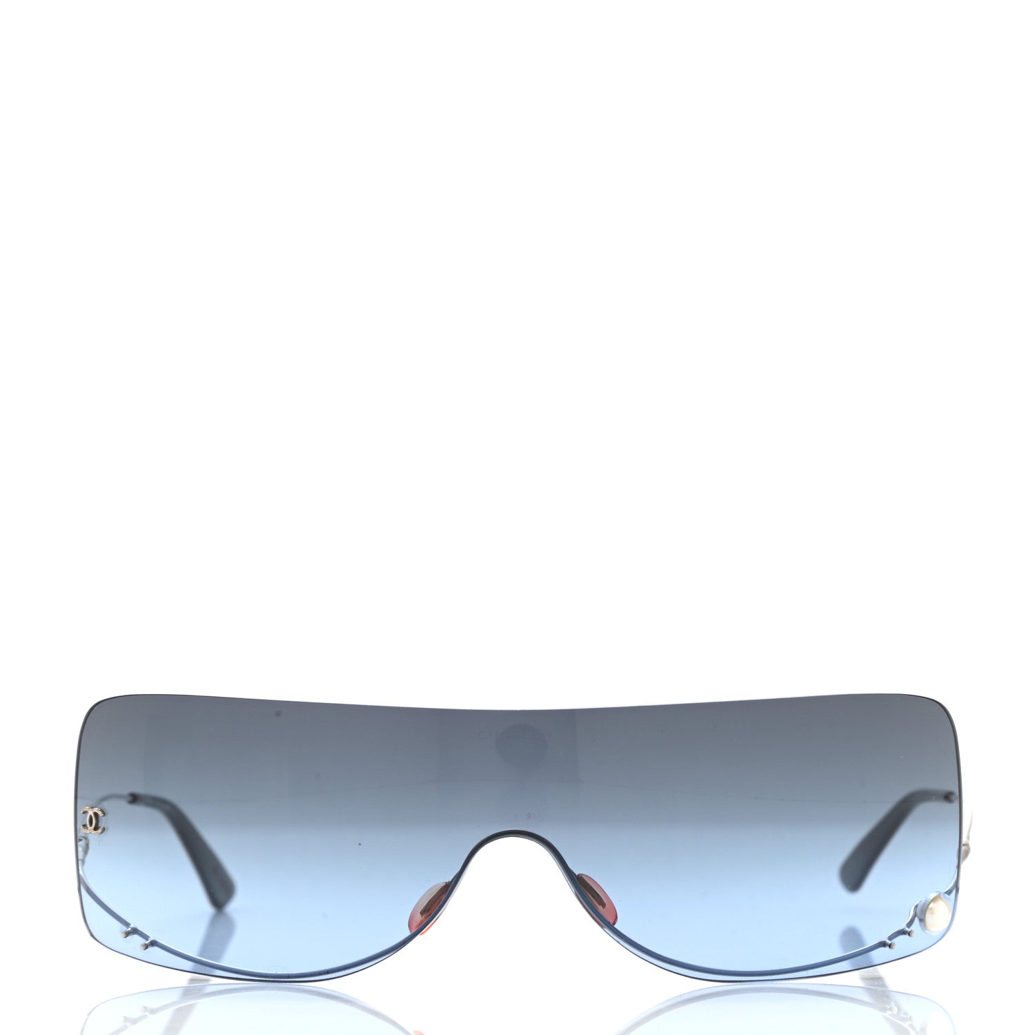 Chanel Rimless Shield Pearl Sunglasses 4077 Gradient Blue 2 of 9