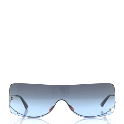 Chanel Rimless Shield Pearl Sunglasses 4077 Gradient Blue 2 of 9