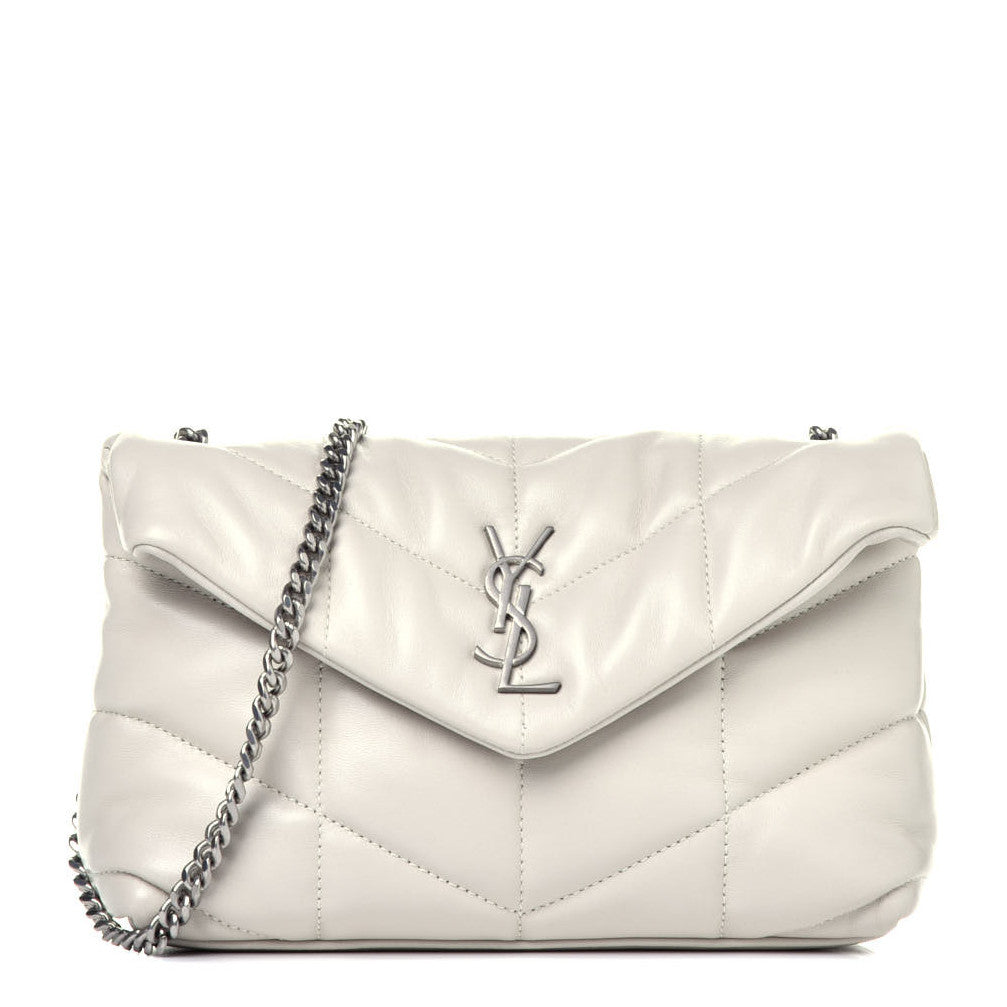 Saint Laurent Lambskin Quilted Toy Loulou Puffer Monogram Chain Satchel Crema Soft 1 of 9