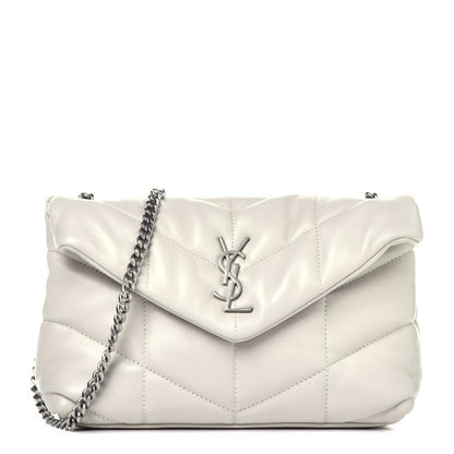 Saint Laurent Lambskin Quilted Toy Loulou Puffer Monogram Chain Satchel Crema Soft 1 of 9