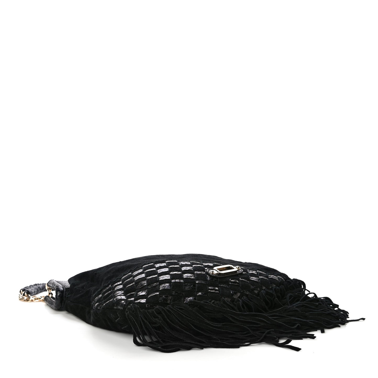 Python Suede Fringe Tatum Shopper Tote Black