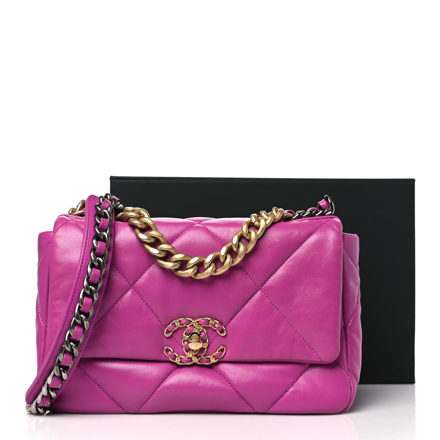 Lambskin Quilted Medium Chanel 19 Flap Purple