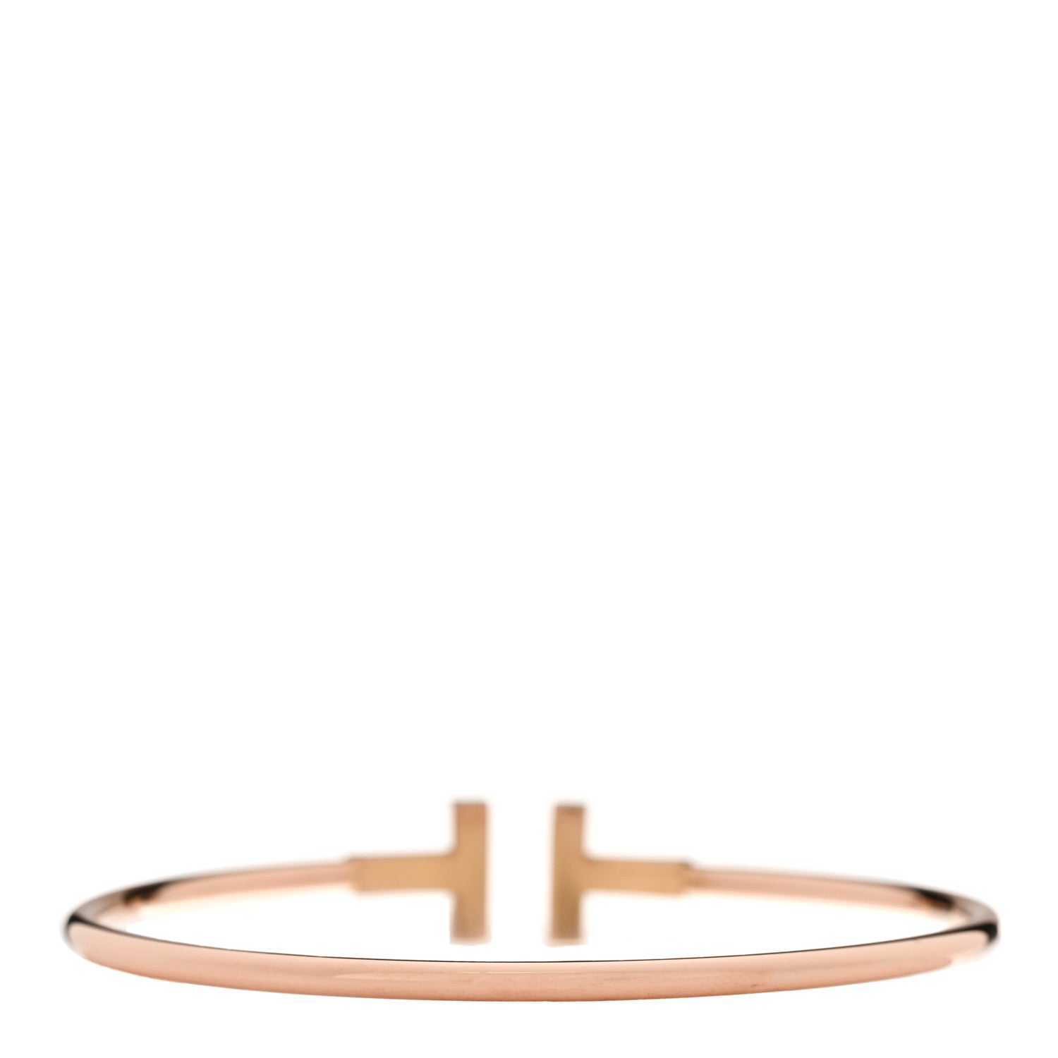 Tiffany 18K Rose Gold Diamond T Wire Bracelet 2 of 3