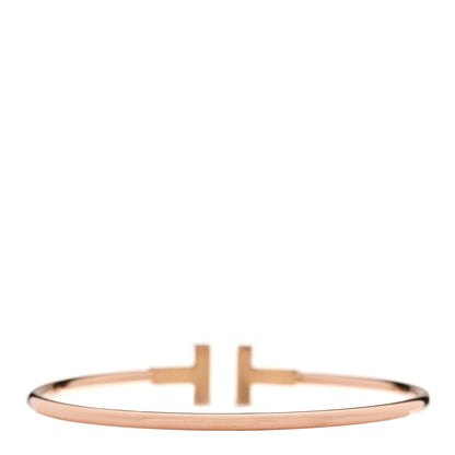 Tiffany 18K Rose Gold Diamond T Wire Bracelet 2 of 3