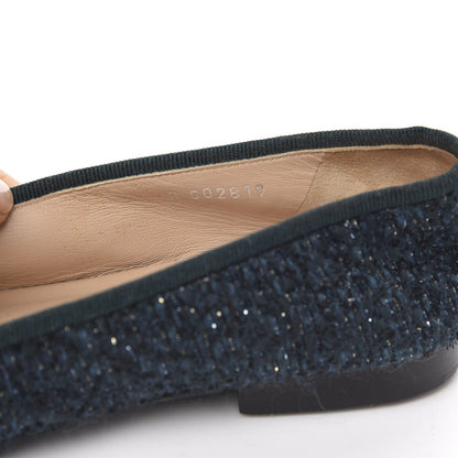 Chanel Tweed Lambskin Cap Toe Ballerina Flats 37.5 Turquoise 9 of 9