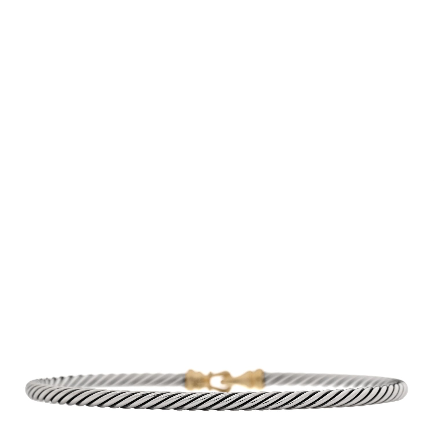 David Yurman Sterling Silver 18K Yellow Gold 3mm Cable Buckle Bracelet 2 of 3