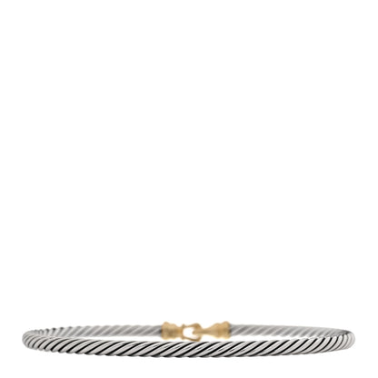 David Yurman Sterling Silver 18K Yellow Gold 3mm Cable Buckle Bracelet 2 of 3