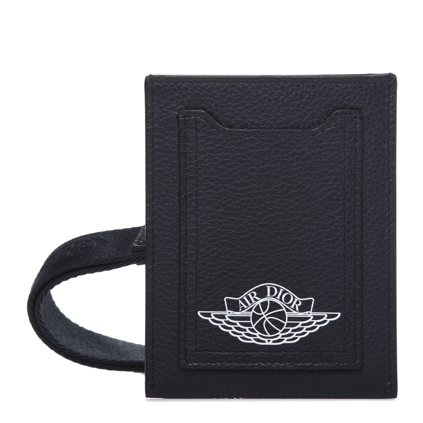 X AIR JORDAN Grained Calfskin Vertical Card Holder Lanyard Bleu