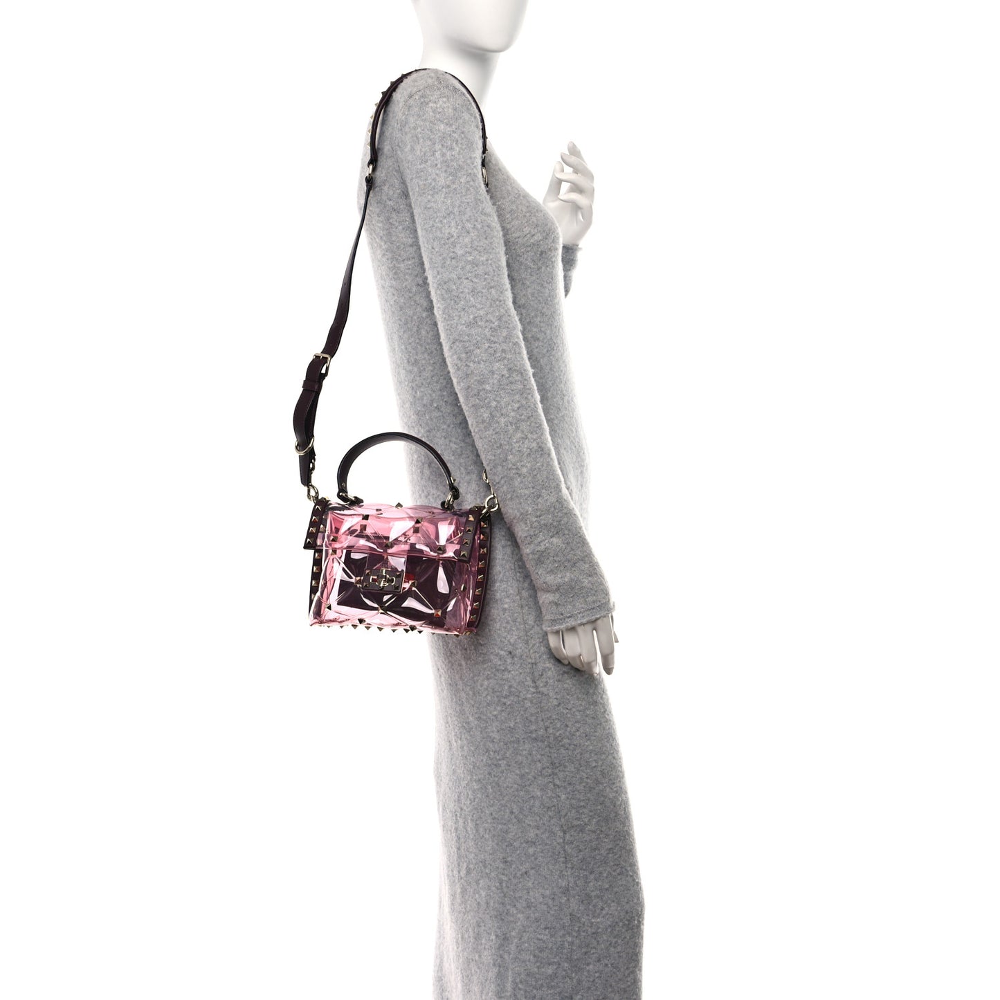PVC Mini Candystud Top Handle Bag Rubin