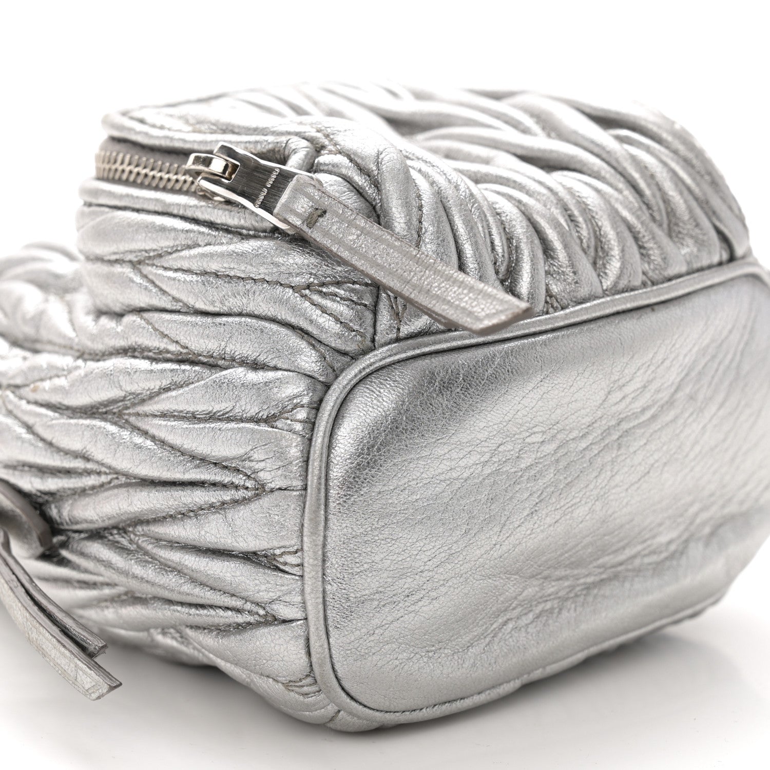 Miu Miu Metallic Nappa Matelasse Lux Mini Backpack Cromo 10 of 13