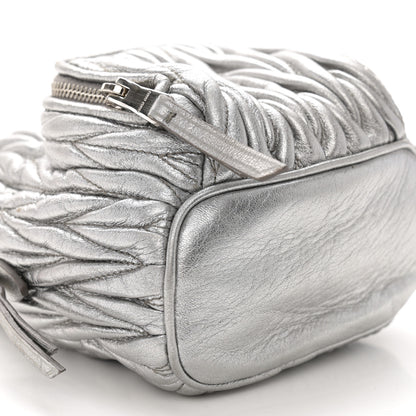 Miu Miu Metallic Nappa Matelasse Lux Mini Backpack Cromo 10 of 13