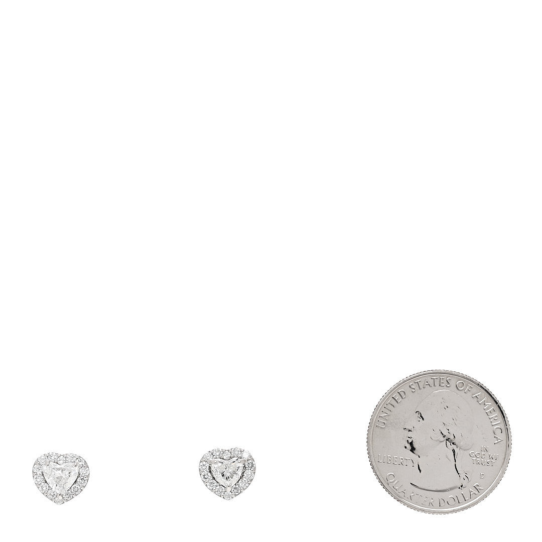 Platinum Diamond 1.62ctw Heart Cut Halo Earrings