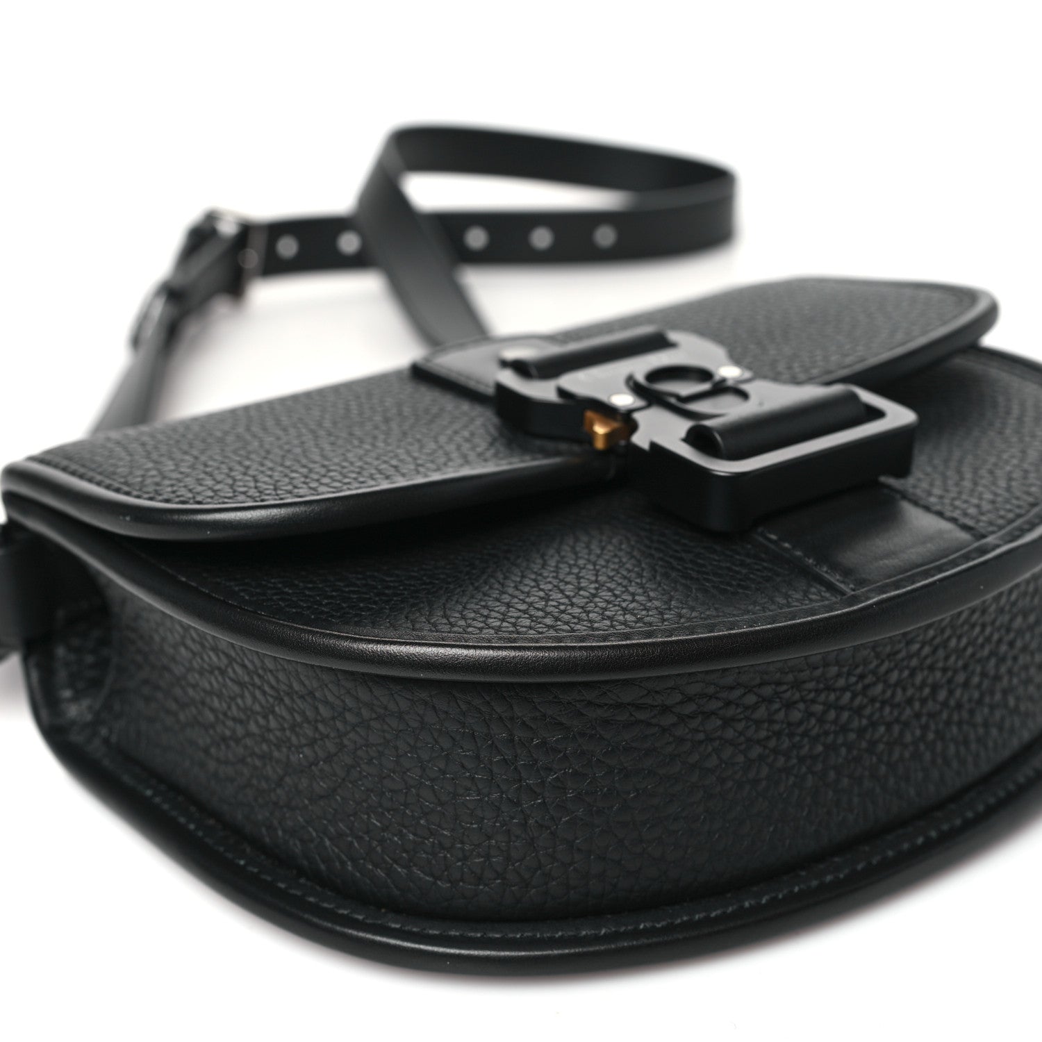 Christian Dior Grained Calfskin Mini Saddle Messenger Bag With Strap Black 9 of 11