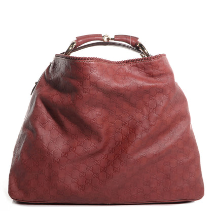 Gucci Guccissima Large Horsebit Chain Hobo Red 1 of 7