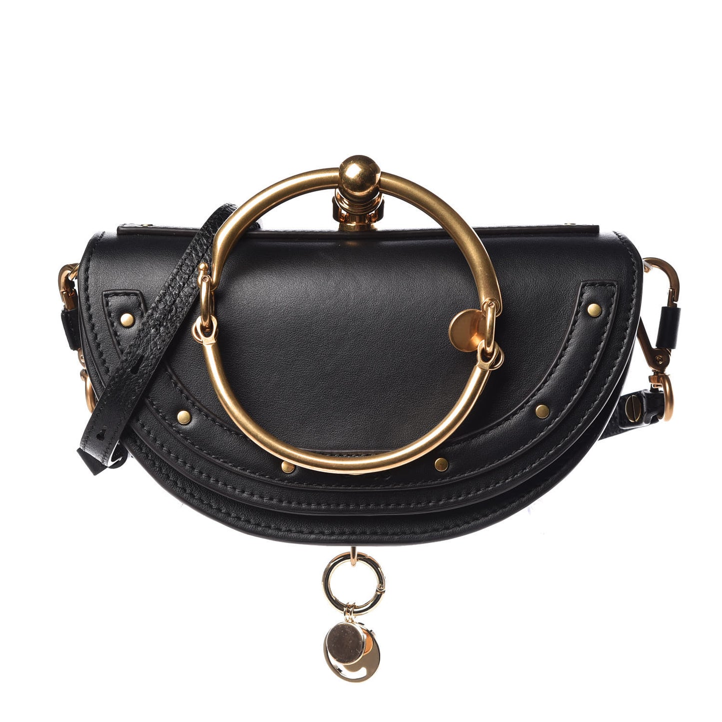 Calfskin Small Nile Bracelet Minaudiere Bag Black