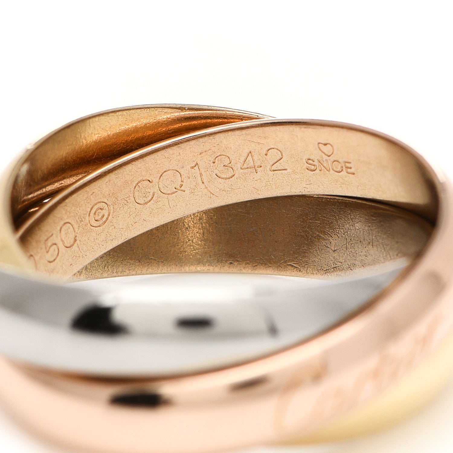 Cartier 18K Pink Yellow White Gold Classic Trinity Ring 50 5.25 5 of 5