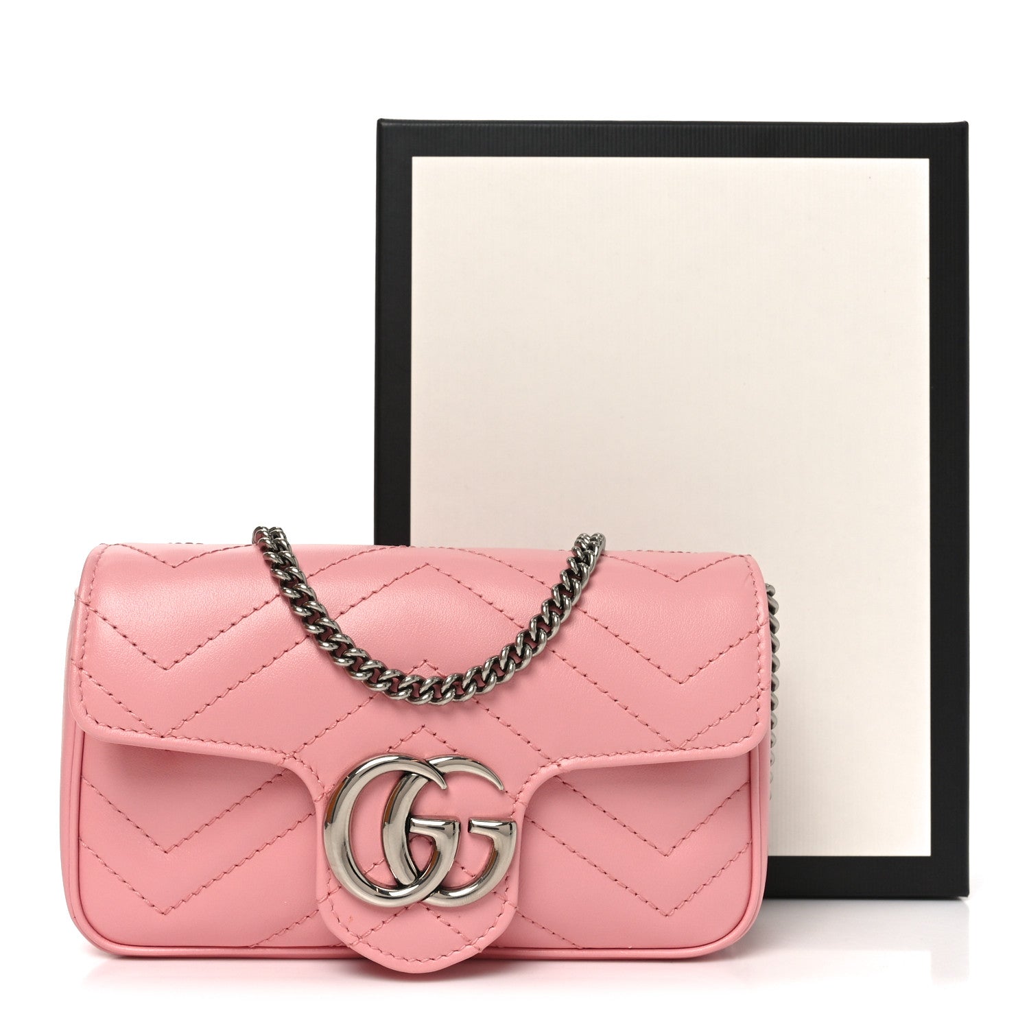 Gucci Calfskin Matelasse Super Mini GG Marmont Shoulder Bag Wild Rose 11 of 11