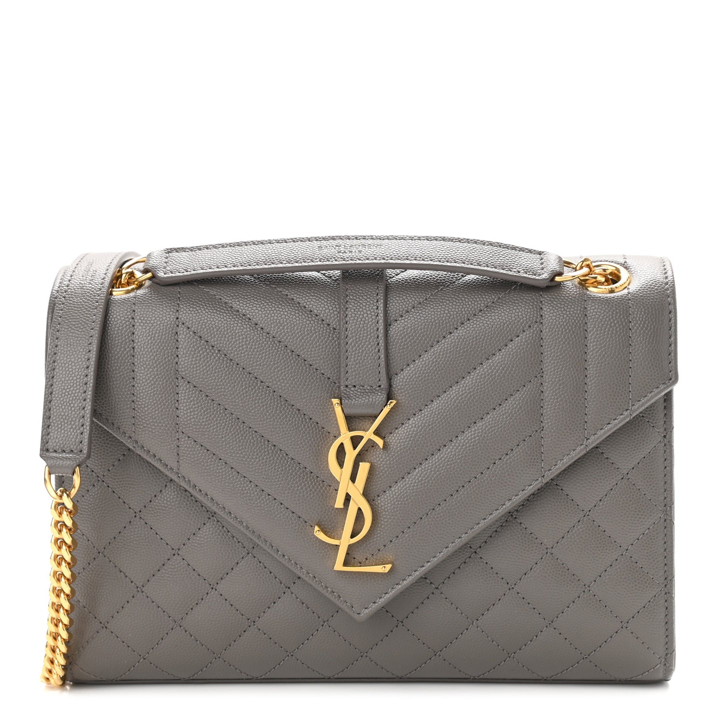 Grain De Poudre Textured Mixed Matelasse Medium Triquilt Monogram Satchel Earth