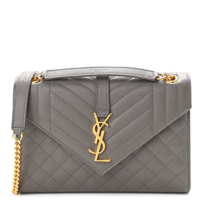 Saint Laurent Grain De Poudre Textured Mixed Matelasse Medium Triquilt Monogram Satchel Earth 1 of 10