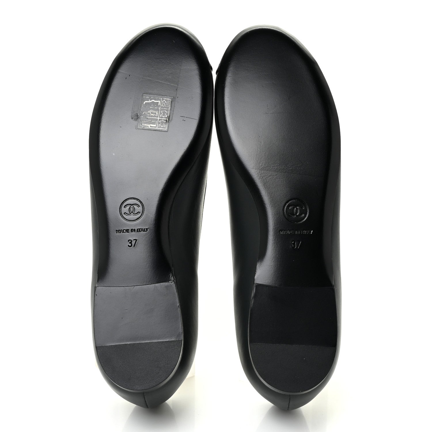Chanel Lambskin Grosgrain Camellia Ballerina Flats 37 Black 5 of 17