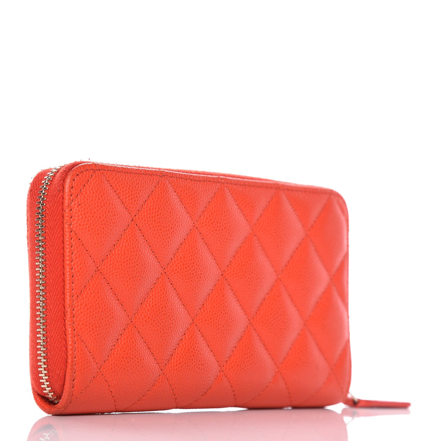 Caviar Quilted Small Zip Around Wallet Red
