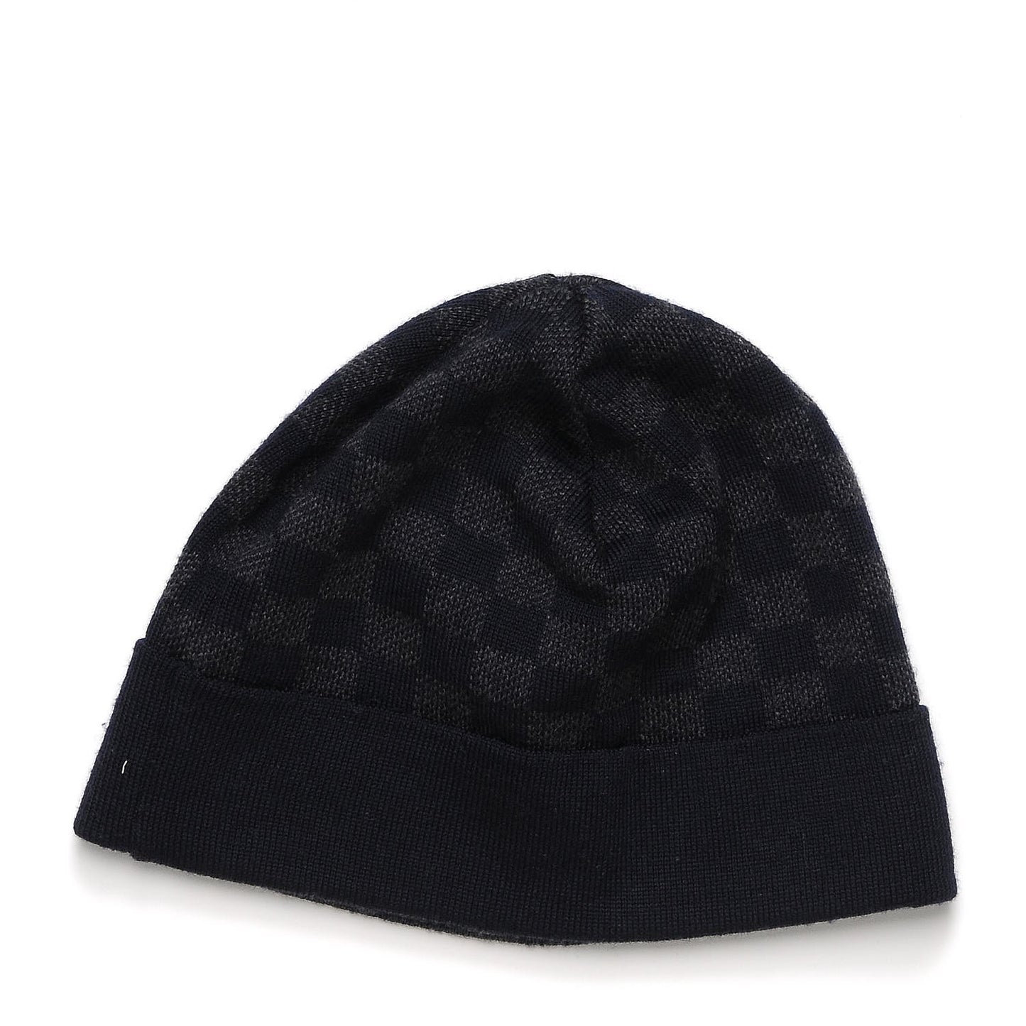 Wool Bonnet Petit Damier Beanie Hat Navy