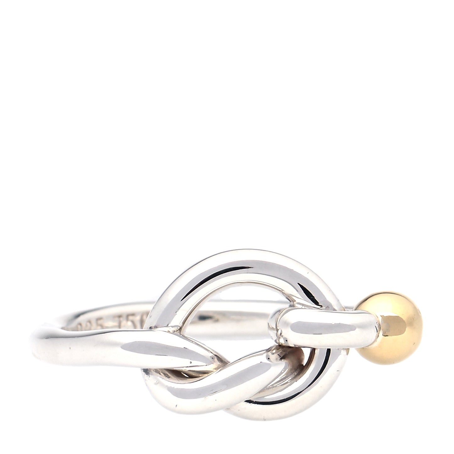Sterling Silver 18K Yellow Gold Love Knot Ring 48 4.5