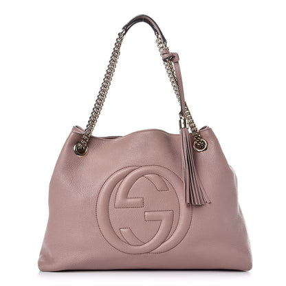 Gucci Pebbled Calfskin Medium Soho Chain Shoulder Bag Dark Cipria 1 of 8