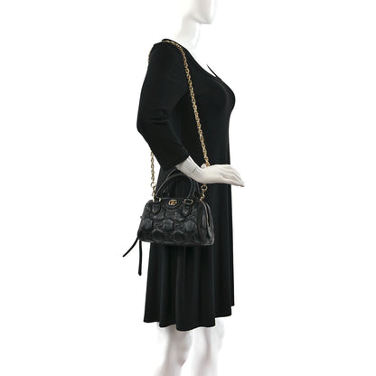 Gucci Calfskin GG Matelasse Mini Bowler Bag Black Natural 2 of 8