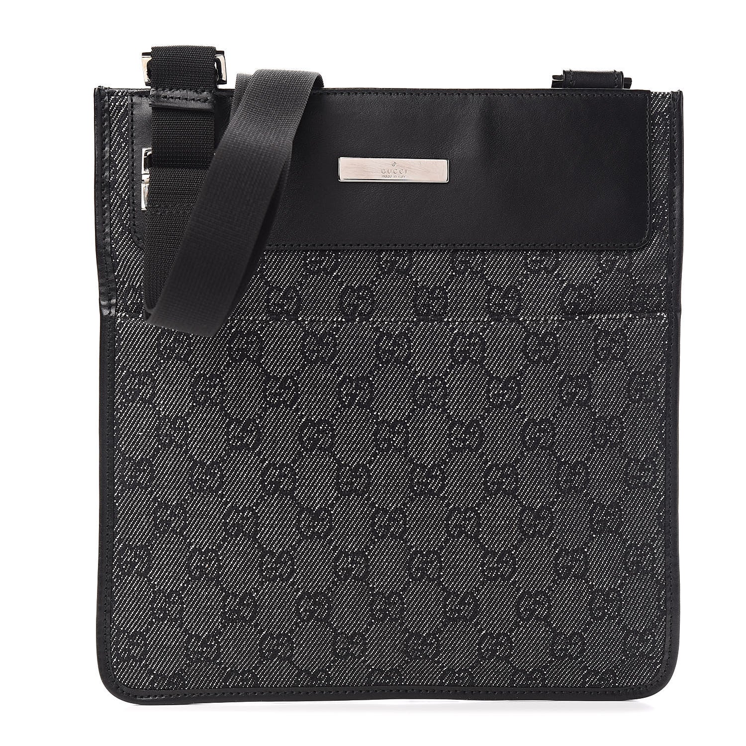 Gucci GG Monogram Messenger Crossbody Bag Black 1 of 11