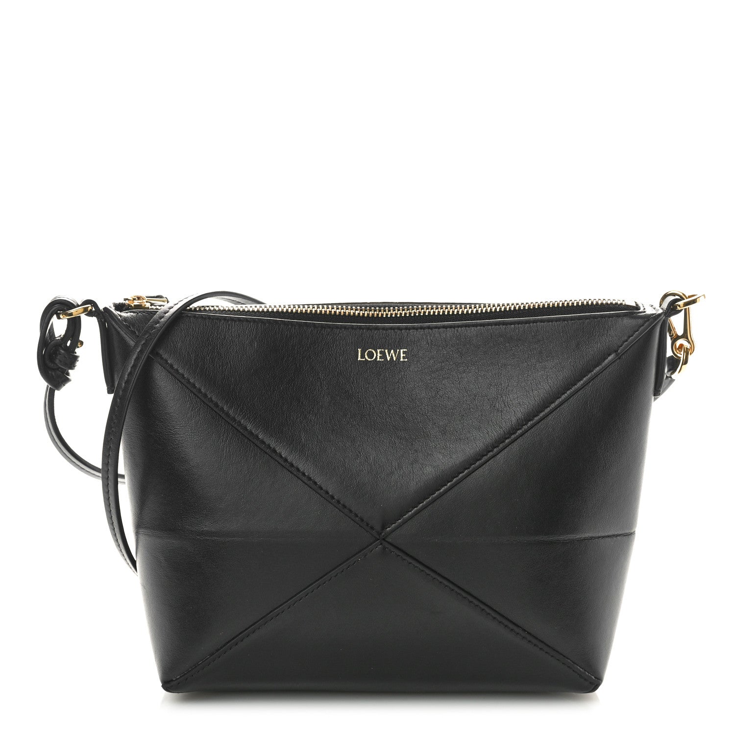 Loewe Shiny Calfskin Puzzle Fold Pouch Black 1 of 9