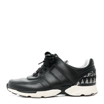 Chanel Calfskin Womens Sneakers 39.5 Black White 1 of 8