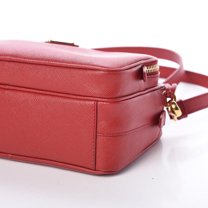 Prada Saffiano Lux Double Zip Crossbody Bag Fuoco 9 of 9