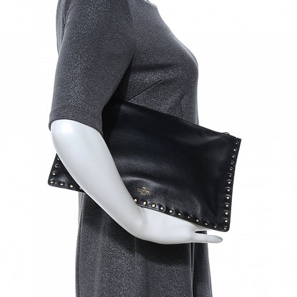 Valentino Garavani Vitello Large Rockstud Zip Pouch Black 2 of 9