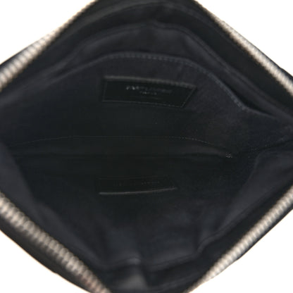 Saint Laurent Calfskin Matelasse Chevron Monogram Pouch Black 5 of 8