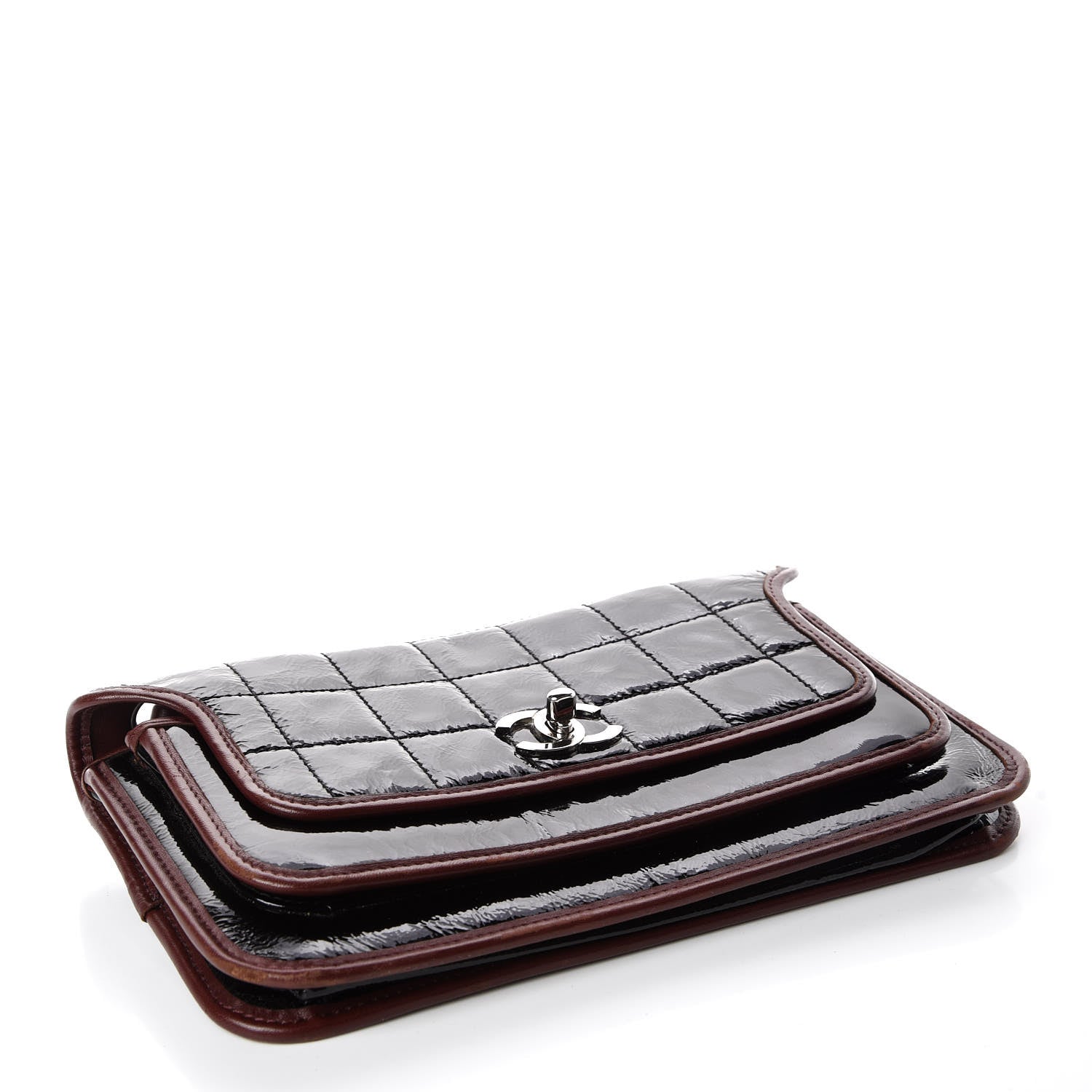 Chanel Patent Lambskin Medium Chocolate Bar Flap Black Bordeaux 4 of 11